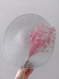 Light blue large saucer hat -  saucer hat with pink feathers and pretty dimonte detail