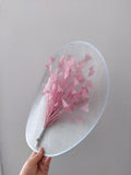 Light blue large saucer hat -  saucer hat with pink feathers and pretty dimonte detail