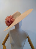 Pink spanish inspired sun hat with pink flowers