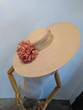 Pink spanish inspired sun hat with pink flowers