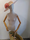 Pink spanish inspired sun hat with pink flowers
