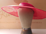 Red wedding hat with silk red bow.