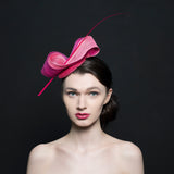 Pink fascinator, with quill and twists. perfect for weddings and ladies day. Rivka Jacobs millinery