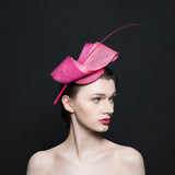 Pink fascinator, with quill and twists. perfect for weddings and ladies day. Rivka Jacobs millinery
