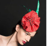 Red poppy hat, rivka jacobs millinery