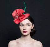 Red poppy hat, rivka jacobs millinery