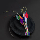 Spray of colour medium black saucer hat/fascinator