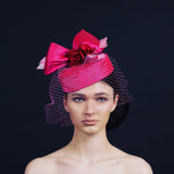 Valentine-Shocking pink silk pill box hat