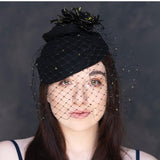Twinkle the night away- black felt  pill box hat