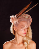 Light pink/Blush fascinator- pheasant feathers and silk rose