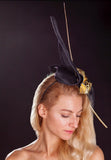 black and gold fascinator
