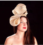 big bow hairband, in cream with beads