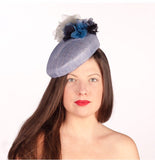 light blue percher hat with light blue flowers