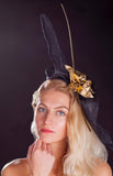 black and gold fascinator