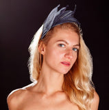 Navy and Cream crown, rivka jacobs, millinery