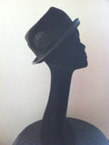 black trilby hat