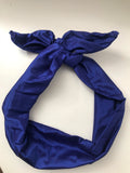 Royal blue silk wired hairband