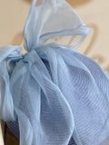 Light blue hatinator/beret with big silk bow