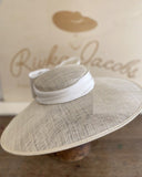 White wedding hat with silk white bow