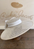 White wedding hat with silk white bow