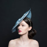 Light blue hat/Fascinator for mother of bride or special occasions, handmade in Exeter, Devon