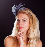 Navy and light blue crown fascinator, Rivka jacobs, millinery