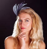 Navy and Cream crown, rivka jacobs, millinery