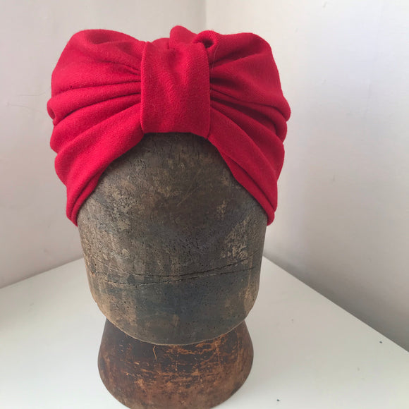red wool turban