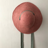 Pink straw ribbon hat