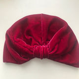 Raspberry red silk velvet turban