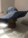 Navy hemp summer hat. rivka jacobs millinery